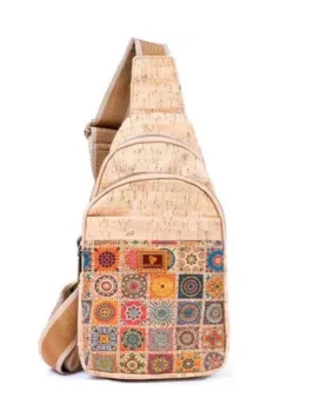 NWT Natural Cork Crossbody Sling Bag Portugal Made Eco Friendly Backpack Vegan